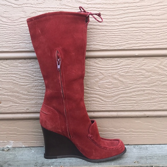 red suede tall boots
